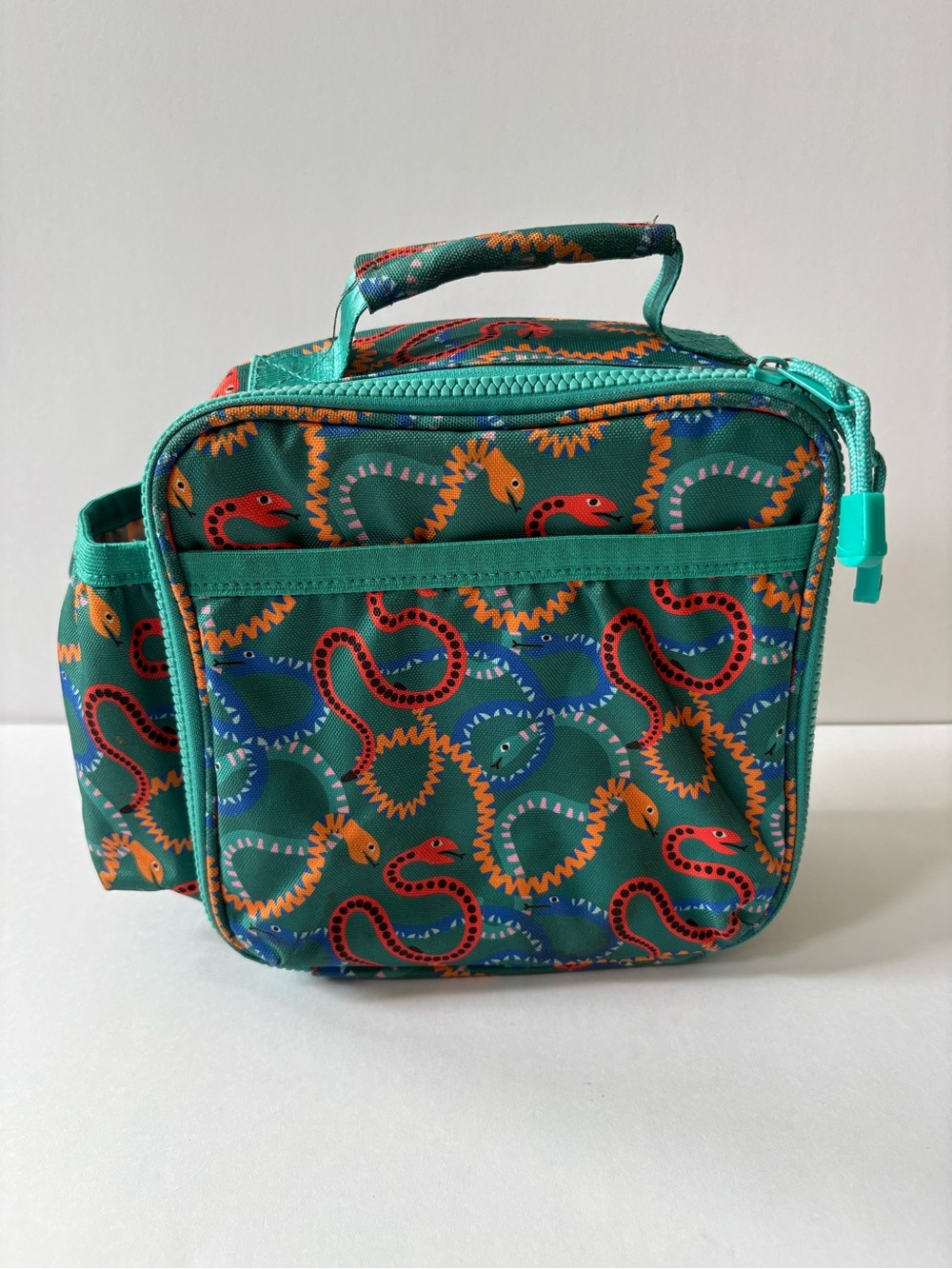 Pottery Barn Kids Mackenzie Green Colorful Snakes Lunch Bag Textile Insulated